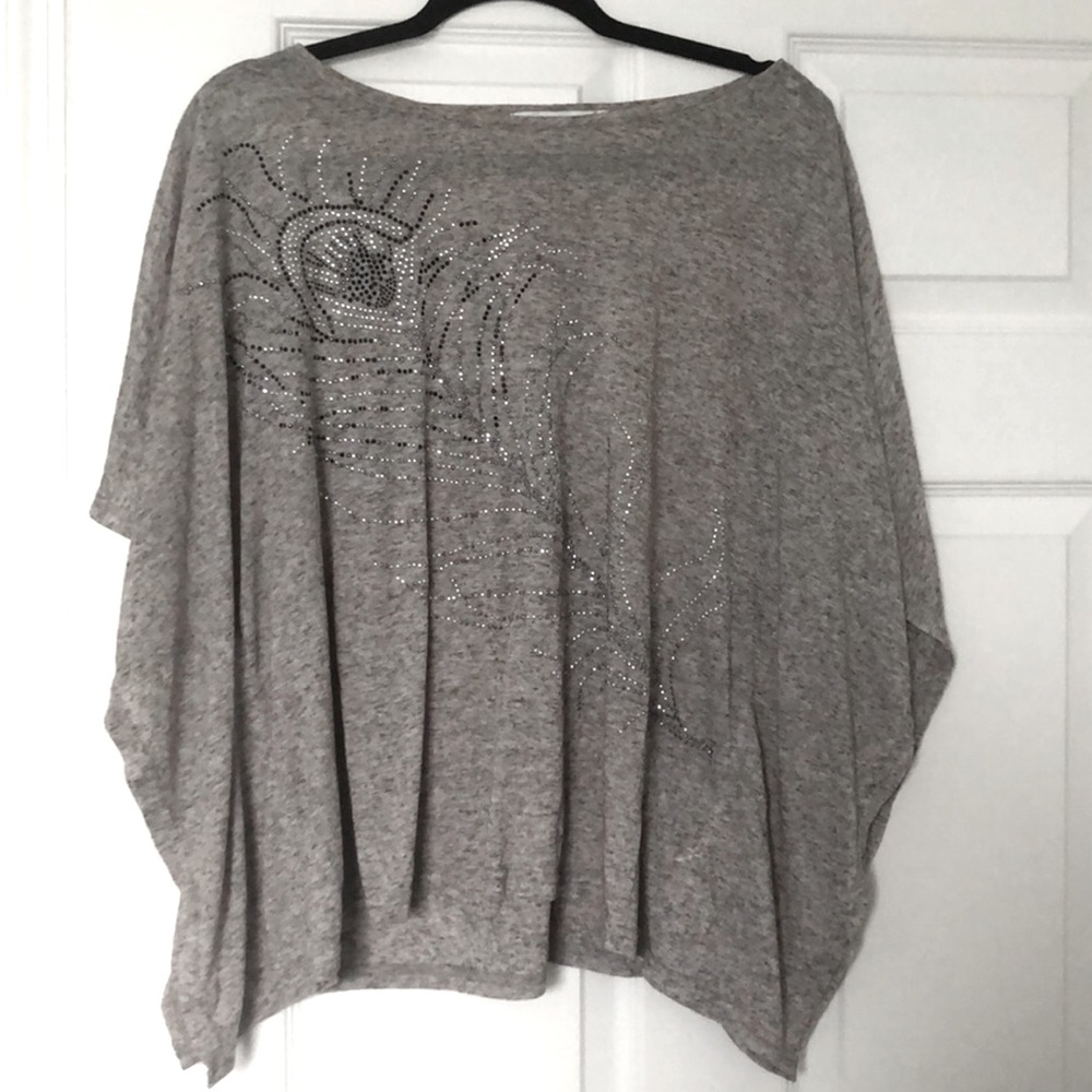 Oversized Gray Sequined Flowwy Top Size M